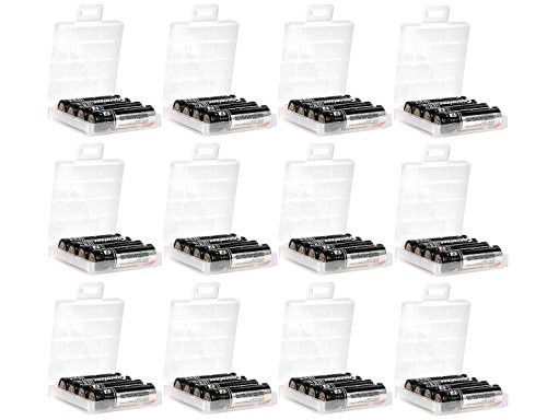 Whizzotech AA/AAA Cell Battery Storage Case/Holder with Charge Reminder Markings Clear Color (12 Pack)