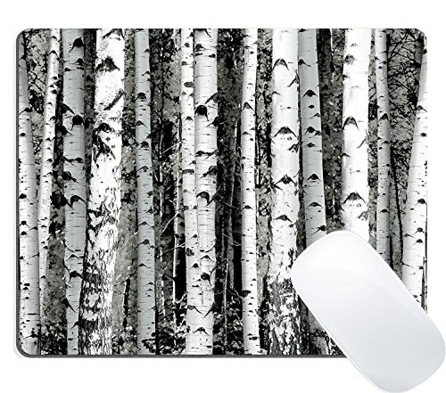 Wknoon Birch Gaming Mouse Pad, Birch Trees Old Forest Personality Design Gaming Mouse Pads Black White Mat