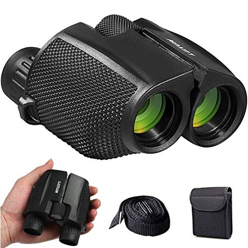 Binoculars for Adults/Kids, 10X25 Compact Folding High Power HD Waterproof Binoculars with Weak Light Night Vision Easy Focus for Outdoor Bird Watching, Hunting, Basketball, Concerts (10X25)