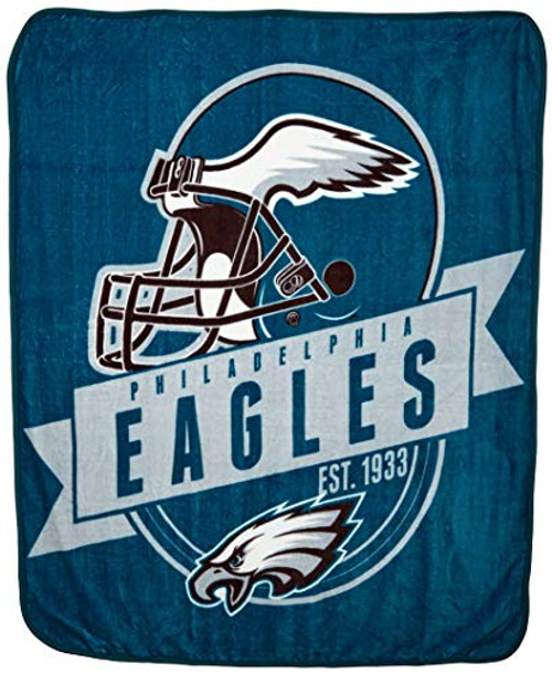 The Northwest Company Officially Licensed NFL Philadelphia Eagles Grand Stand Plush Raschel Throw Blanket, 50" x 60"