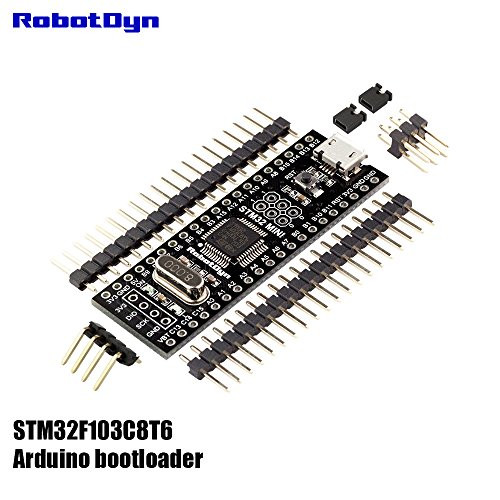 RobotDyn - STM32 Black Pill with ARDUINO BOOTLOADER, Original STM32F103C8T6 ARM Cortex-M3 Minimum System Development Board. Pinheaders Not Soldered