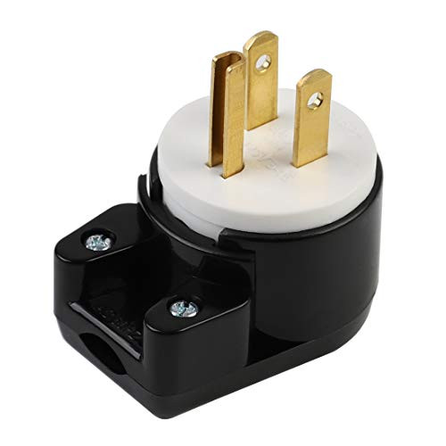 Right Angle Nema 5-15P 15A 125V AC Plug, [UL CUL] Easy Assembly 90 Degree USA Canada Male DIY Rewirable 12 Directions Adjustable AC Connector