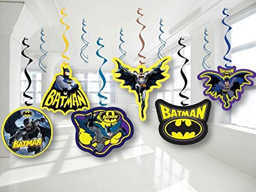 Batman Birthday Party Decor, Hanging Decoration Swirls, Package of 12 Assorted Set Birthday Party Decor, Hanging Decoration Swirls, Package of 12 Assorted Set