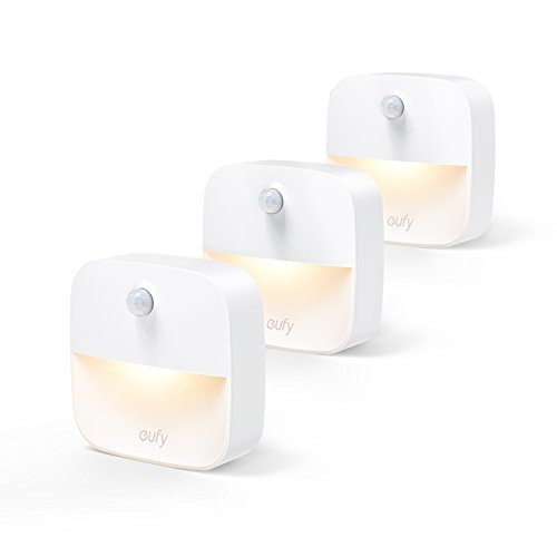 eufy Lumi Stick-On Night Light, Warm White LED, Motion Sensor, Bedroom, Bathroom, Kitchen, Hallway, Stairs, Energy Efficient, Compact, 3-pack