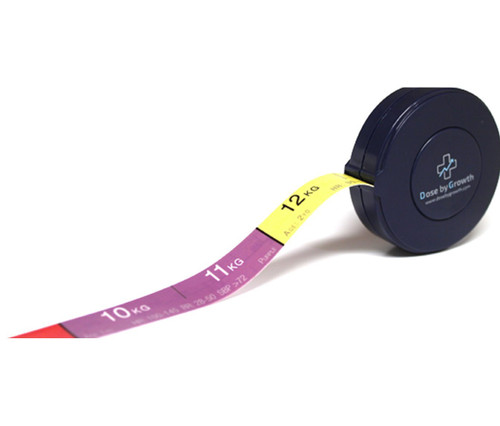 Dose by Growth mini Retractable Pediatric Emergency Tape (Broselow Compatible) - Length-Weight Based Tape, 2016