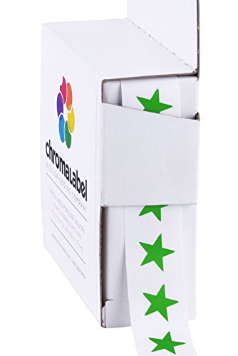 ChromaLabel 3/8 inch Color-Code Star Labels | 1,000/Dispenser Box (Green)
