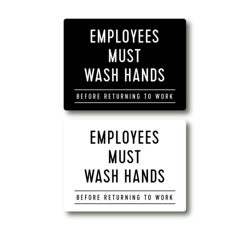 Employees Must Wash Hands Sign (white 3 x 2.5')