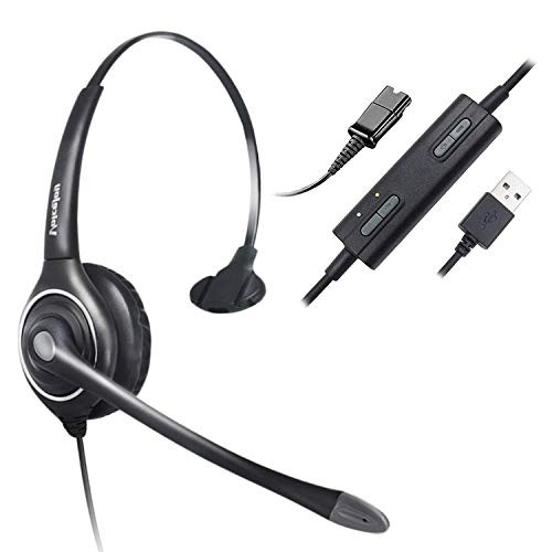 VoiceJoy USB Plug Corded Headphone Call Center Noise Cancelling Headset with Quick Disconnect,Adjustable Mic, Mute Volume Control for Calls on Laptops PC,Computers VoiceJoy USB Plug Corded Headphone Call Center Noise Cancelling Headset with Quick Disconnect,Adjustable Mic, Mute Volume Control for Calls on Laptops PC,Computers