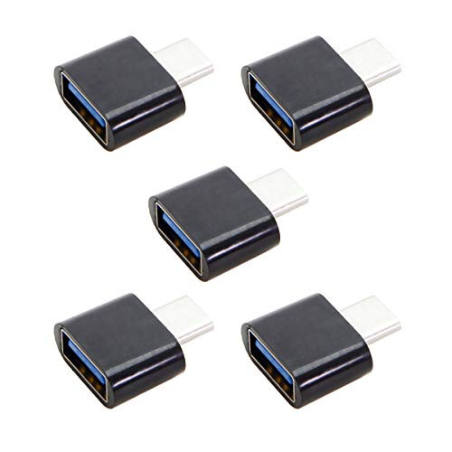 5pcs Type-C USB-C to USB 2.0 OTG Adapter for Cell Phone Tablet & USB Cable & Flash Disk & Mouse & Laptop (Black)