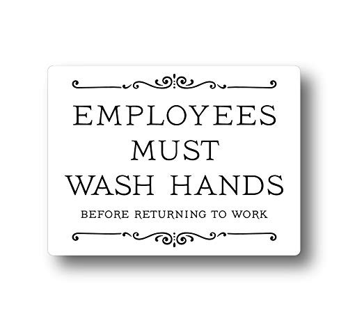 Employees Must Wash Hands Sign (White 3 x 2.5")