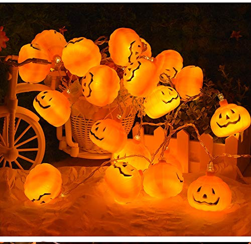 XLANJINGJ Halloween Pumpkin Lights Lanterns,10 LED Battery Powered Pumpkin String Lights 3D Jack O Lantern Halloween Pumpkin Lights Decor for Indoor Outdoor Holiday Party Ideas,Orange