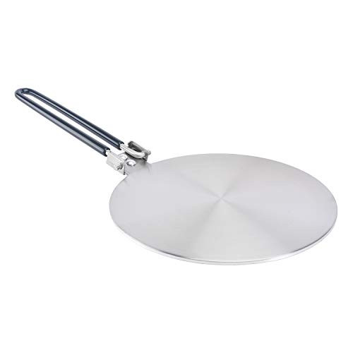 2019 Newest Heat Diffuser Stainless Steel Induction Adapter Plate Foldable Handle Coffee Milk Cookware Induction Hob Heat Cooking Diffuser for Electric Stove 9.25inch