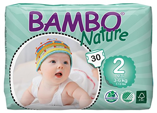 Bambo Nature Eco Friendly Baby Diapers Classic for Sensitive Skin, Size 2 (7-13 lbs), 30 Count