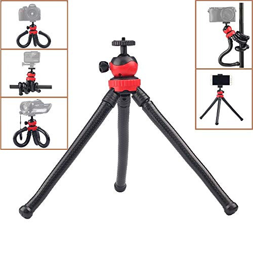 ADAI Flexible Tripod for Phone, Bendable Legs Tripod with Ball Head + Wireless Remote + Phone Clip for iPhone, Android Phone, Samsung, Cell Phone, DSLR Camera and Gopro