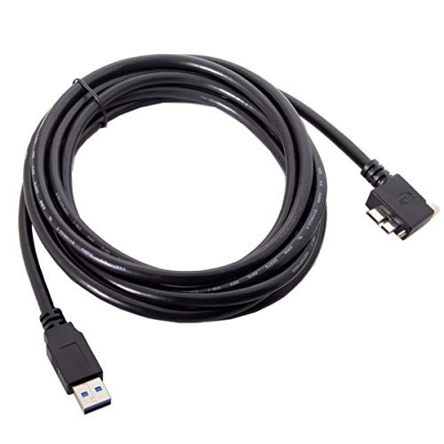 CY 3m 10Ft 90 Degree Left Angled Micro USB Screw Mount to 3.0 Data Cable for Industrial Camera (3m, Left Angled)