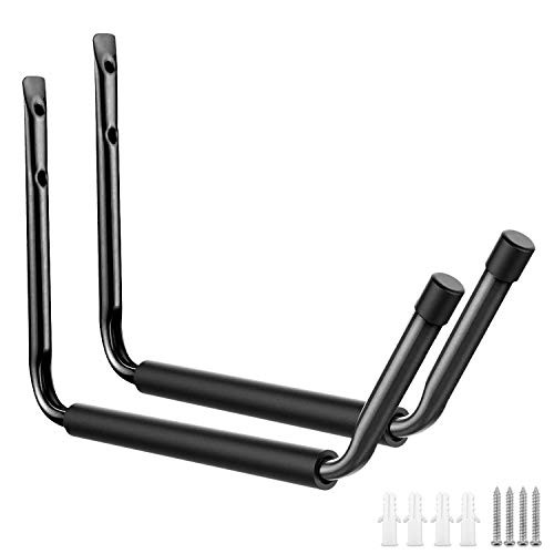 Heavy Duty Garage Indoor Kayak Storage Hooks Hanger, Wall Mounted Utility Hanging Cradle Rack for Canoe Paddle Board, Ladder, Folding Chairs, Hose, Bicycle and Tools (2 Pack, Black) Heavy Duty Garage Indoor Kayak Storage Hooks Hanger, Wall Mounted Utility Hanging Cradle Rack for Canoe Paddle Board, Ladder, Folding Chairs, Hose, Bicycle and Tools (2 Pack, Black)