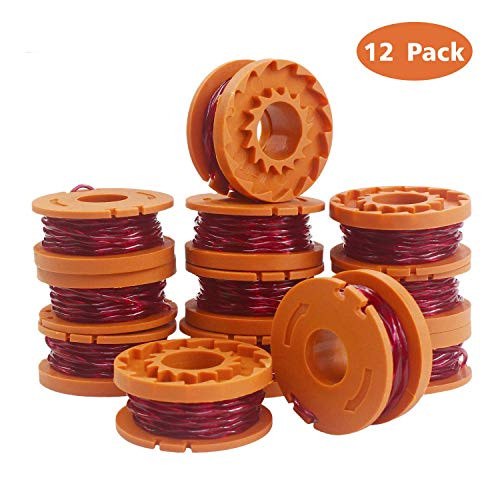 QVQQ 12-Pack Replacement 10ft Grass Trimmer/Edger Spool Compatible with Worx WA0010, (12 Line Spools)