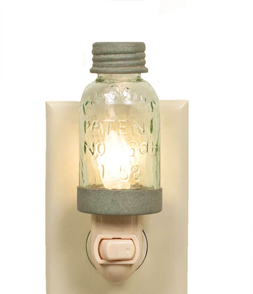 Country Rustic Mini Mason Jar Night Light in Barn Roof Color