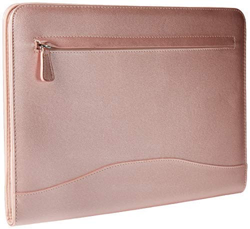 Professional PU Leather Padfolios Business Portfolio Document Organizer & Holder Padfolio Case for Notepads,Pens,Phone,Documents,Business Cards Blush (Metallic Pink, A4 Large)