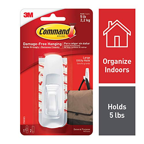 Command Large Utility Hook, White, 1-Hook, 2-Strips (17003ES)