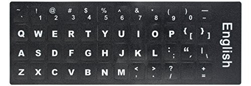 [2PCS Pack] HRH English Keyboard Stickers,PC Keyboard Stickers Black Background with White Lettering for Computer