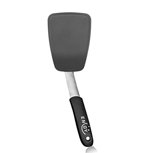 Heat Resistant Silicone Spatula, Silicone Flexible Turner Non Stick Silicone Spatula for Non Stick Cookware with Stainless Steel Handle for Cooking, Baking and Flipping Dishwasher Safe, Large Spatula