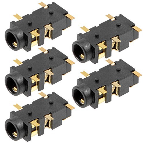 uxcell 5Pcs PCB Mount 3.5mm 5 Pin Socket Headphone Stereo Jack Audio Video Connector Black PJ327E