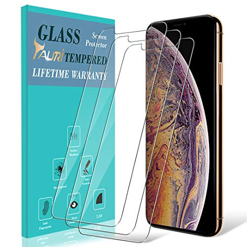 TAURI [3-Pack] Screen Protector for iPhone Xs Max 6.5, Easy Install [Bubble Free] Tempered Glass Screen Protector, Lifetime Replacement Warranty