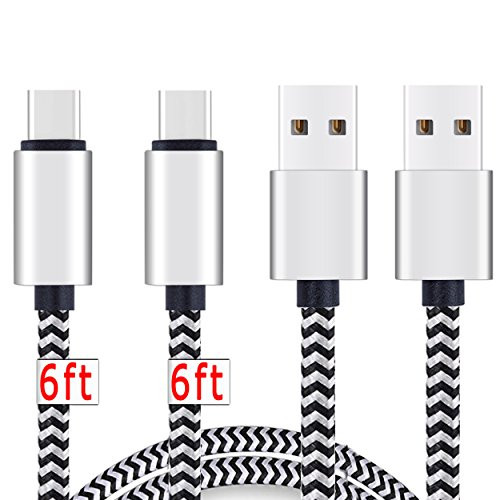 USB C Cable 6ft 2Pack Type C Cable by Ailun High Speed Type C to USB A Sync Charging Nylon Braided Cable for Galaxy S9 S10 Plus and More Smartphone Tablets Silver and Blackwhite NOT Micro USB