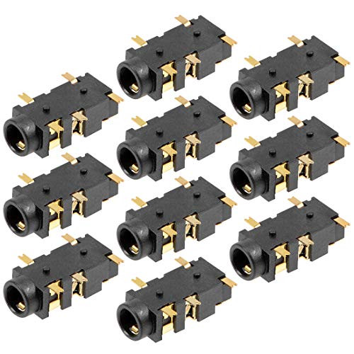 uxcell PCB Mount 3.5mm 5 Pin Socket Headphone Stereo Jack Audio Video Connector Black PJ327E 10Pcs