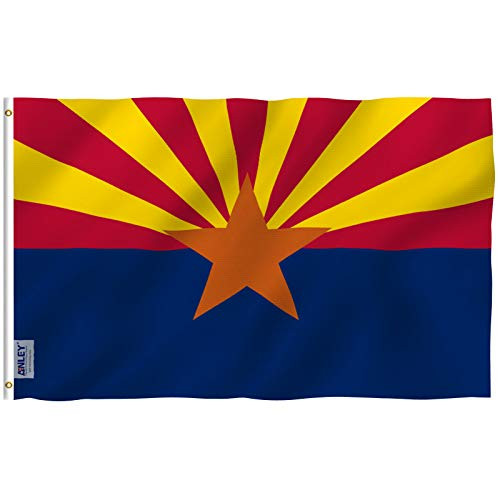Anley Fly Breeze 3x5 Foot Arizona State Polyester Flag - Vivid Color and UV Fade Resistant - Canvas Header and Double Stitched - Arizona AZ State Flags with Brass Grommets 3 X 5 Ft Anley Fly Breeze 3x5 Foot Arizona State Polyester Flag - Vivid Color and UV Fade Resistant - Canvas Header and Double Stitched - Arizona AZ State Flags with Brass Grommets 3 X 5 Ft