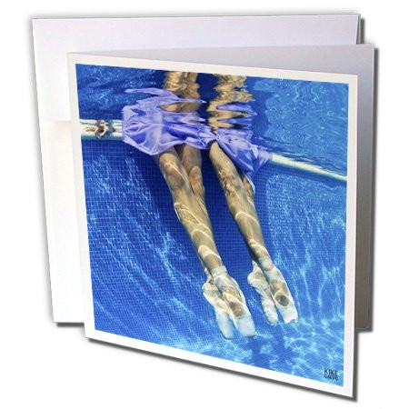 3dRose Ballerinas dancing underwater in a swimming pool 3 - Greeting Cards, 6 x 6 inches, set of 12 (gc_10031_2)
