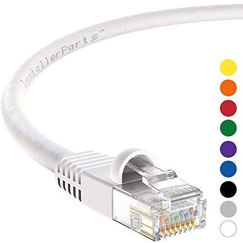 InstallerParts Ethernet Cable CAT5E Cable UTP Booted 0.5 FT - White - Professional Series - 1Gigabit/Sec Network/Internet Cable, 350MHZ