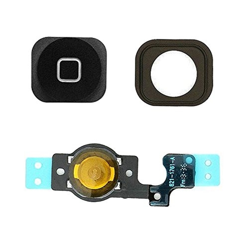 Johncase Home Button Flex Ribbon Cable Assembly w/Rubber Gasket Replacement Part Compatible iPhone 5C (Black)