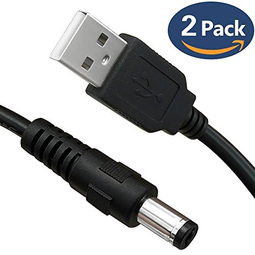 2-Pack 3.3ft USB 2.0 A Type Male to DC 5.5 x 2.1mm DC 5V Power Plug Connector Cable USB to 5v Power Cable USB to DC Power Cable Cord