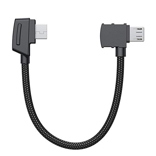 AuviPal 5 inch Micro USB to Micro USB OTG Adapter Right Angle Nylon Braided Data Cable Specially Designed for DJI Mavic and Spark Series - Black