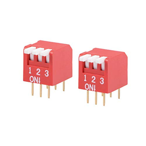 uxcell 2 Pcs Red DIP Switch Piano-Dip 12 3 Positions 2.54mm Pitch for Circuit Breadboards PCB