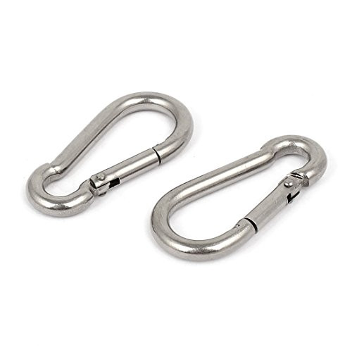 uxcell M5 x 50mm 304 Stainless Steel Carabiner Spring Snap Link Hook 2PCS