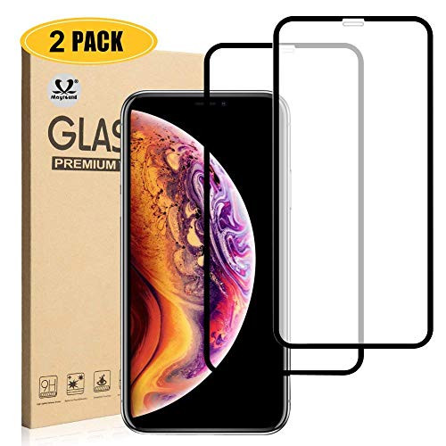 Mayround Compatible for iPhone X/XS Screen Protector,[2 Pack] 9H Hardness 6D Curved Edge Glass Premium Clear Full Coverage Tempered Glass Film Compatible for Apple iPhone Xs 2018 iPhone X 2017 5.8"