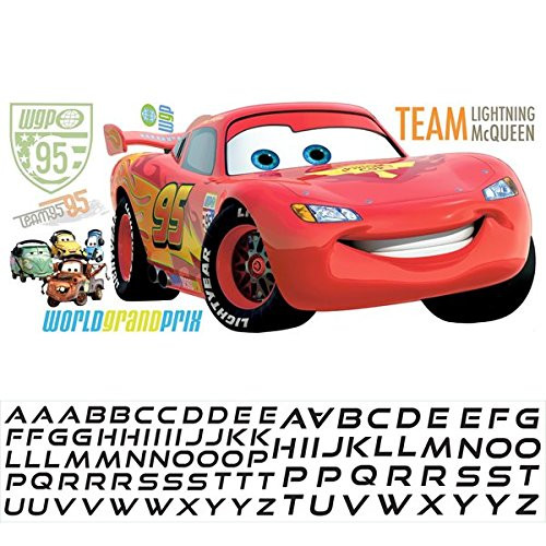 Disney Cars 2 Lightning McQueen Peel And Stick Giant Wall Decal With Personalization
