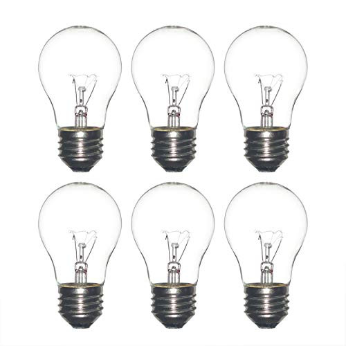 Jslinter 40w a15 Appliance Bulb, 6 Pack, 40a15 40 Watt Incandescent Refrigerator Light Bulbs, Medium Base, 120-Volt