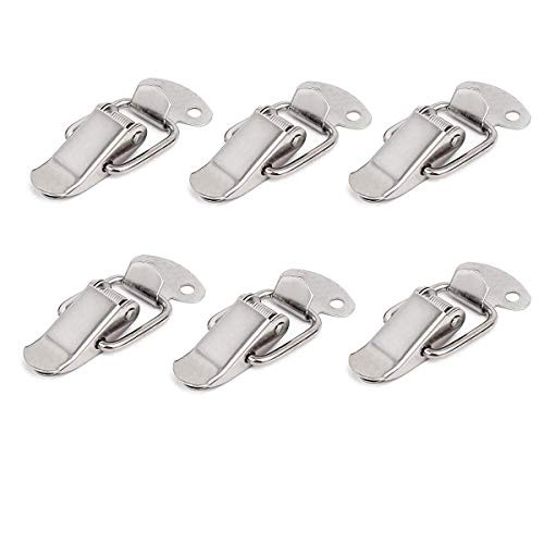 Antrader Spring Loaded Buckle Latch Stainless Steel Toggle Hasp Lock for Wooden Case Toolboxes with Screws Pack of 6