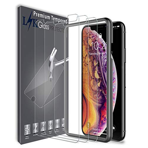 [3 Pack] LK Screen Protector for iPhone Xs Max 6.5, Tempered Glass with Lifetime Replacement Warranty