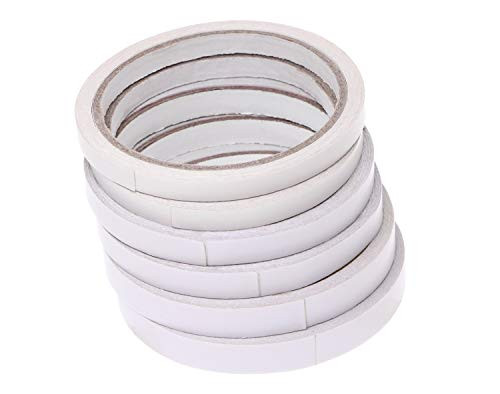 Shapenty 3 Sizes 8mm/10mm/12mm White Double Sided Adhesive Sticky Tape for Scrapbooking,Card Making, Gifts, Photos, Documents, Wallpaper, Ribbon, Boxes DIY Craft, 11 Yards/Rolls, 6 Rolls (66 Yards)