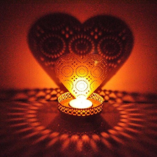 Hashcart Traditional Tea Light Candle Holder/Metal Candle Light Holder Set/Designer Votive Candle Holder Stand/Table Decorative Candle Holders, Heart Shadow Tea Light for Home Living Room & Office