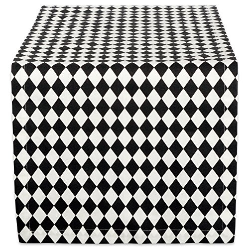 DII Holiday Table Runner, Harlequin Basic, 14x72", Black and Cream