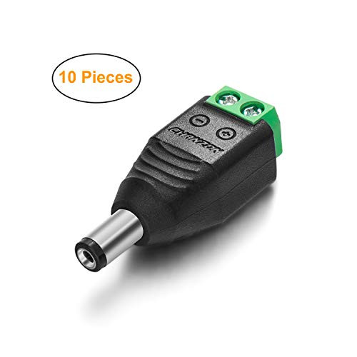 Chanzon (10 x Male) 12V DC Power Connector 5.5mm x 2.1mm 24V Power Jack Socket for Led Strip CCTV Security Camera Cable Wire Ends 10Pcs Plug Barrel Adapter