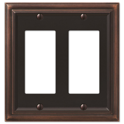 AmerTac 94RRVB Amerelle Continental Aged Bronze Cast 2 Rocker Wallplate
