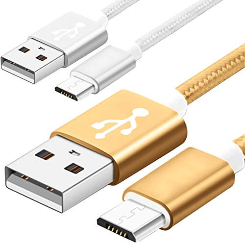 2 Pack 5ft Charging Cable Sync Cord, Play and Charger Micro USB Cable for Playstation 4/ DualShock 4/ PS4 Slim/ PS4 Pro/Xbox One/Xbox One S/Xbox One Elite/Xbox One X Controllers-Silver+Gold