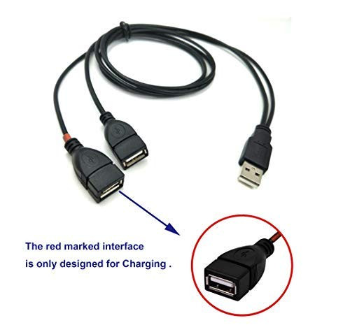Duttek 1m/3.3ft USB 2.0 Y Splitter Cable, USB 2.0 A Male to 2 Dual USB Female Jack Y Splitter Charger Cable 1 to 2 Sync Data Charging Converter Extension Cable ?USB 2.0 M/ 2F